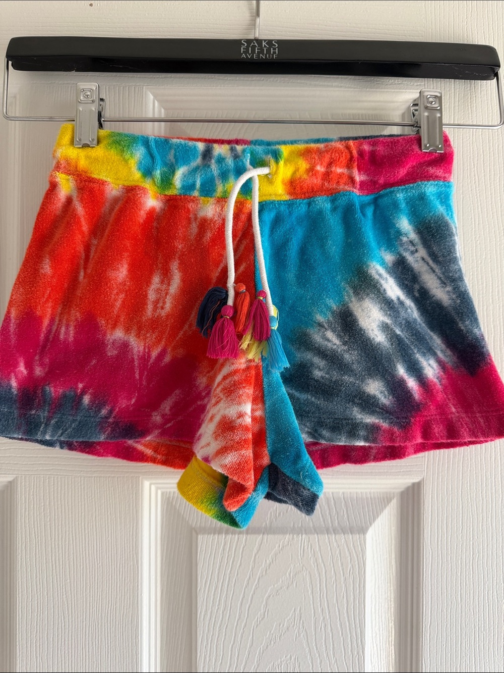 Flowers by Zoe Girls Multicolor Tie-Dye Terry Shorts with Tassel Drawstring